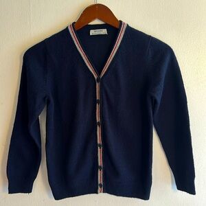 Mongolian wool navy blue cardigan for boys age 6-8